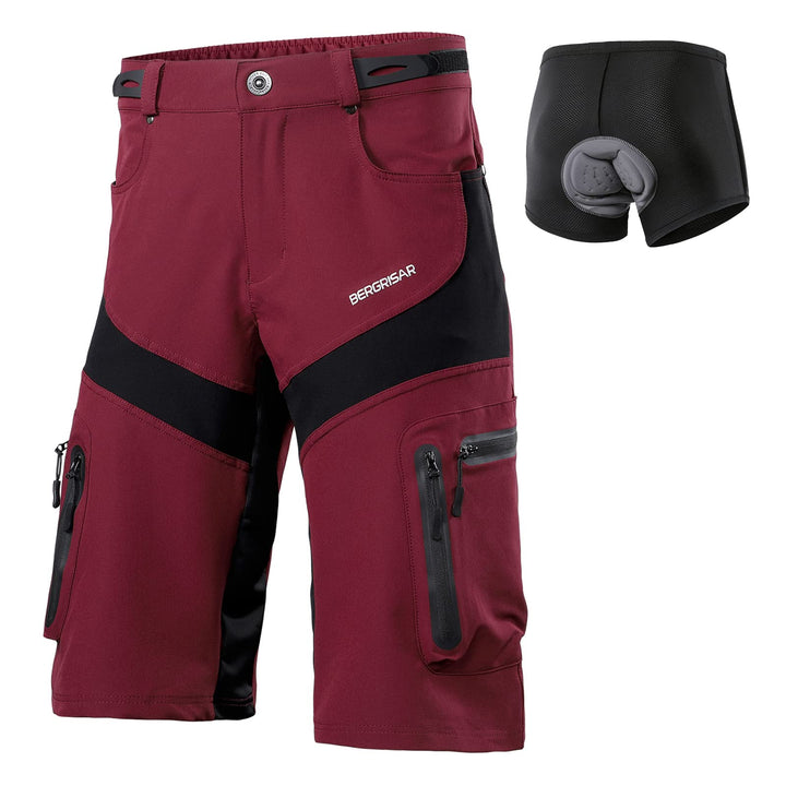 BERGRISAR MTB Hose Herren Kurz Fahrradhose Radlerhose Loose-fit mit 6 Tachen, Atmungsaktiv &amp; Wassera