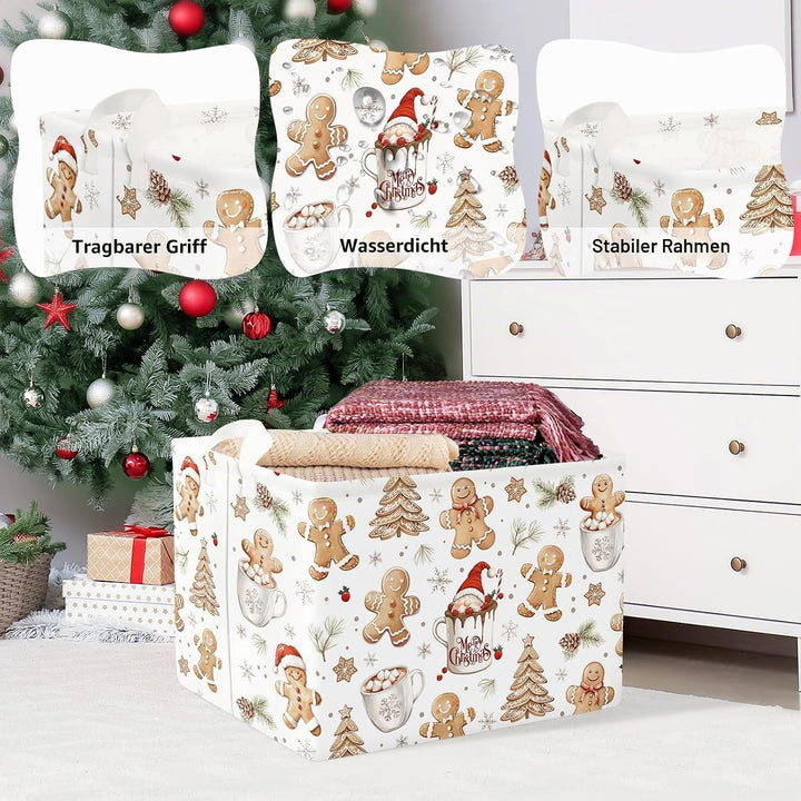 Clastyle Weihnachts Lebkuchenmann Kinder Wäschekorb mit Henkel Schneeflocke Kleidung Spielzeug Aufbe