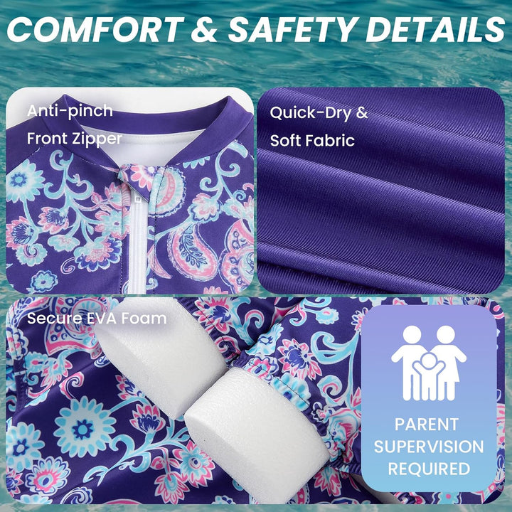 Badeanzug Baby Mädchen mit Floatation Kleinkind Schwimmtraining Hilfe Schwimmende Badeanzug Langarm