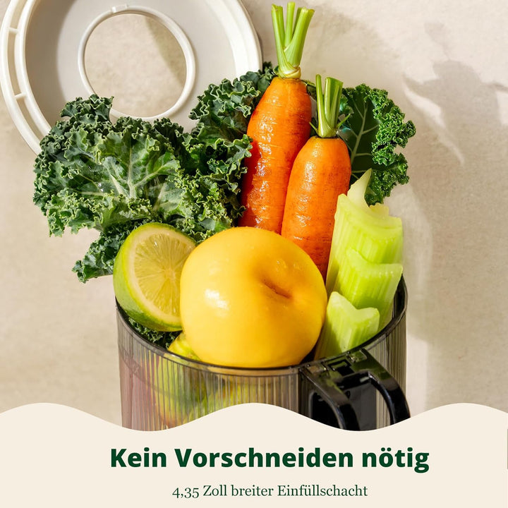 LINKChef Entsafter Slow Juicer, Entsafter Gemüse und Obst Testsieger mit 115 mm grossem, für ganze F