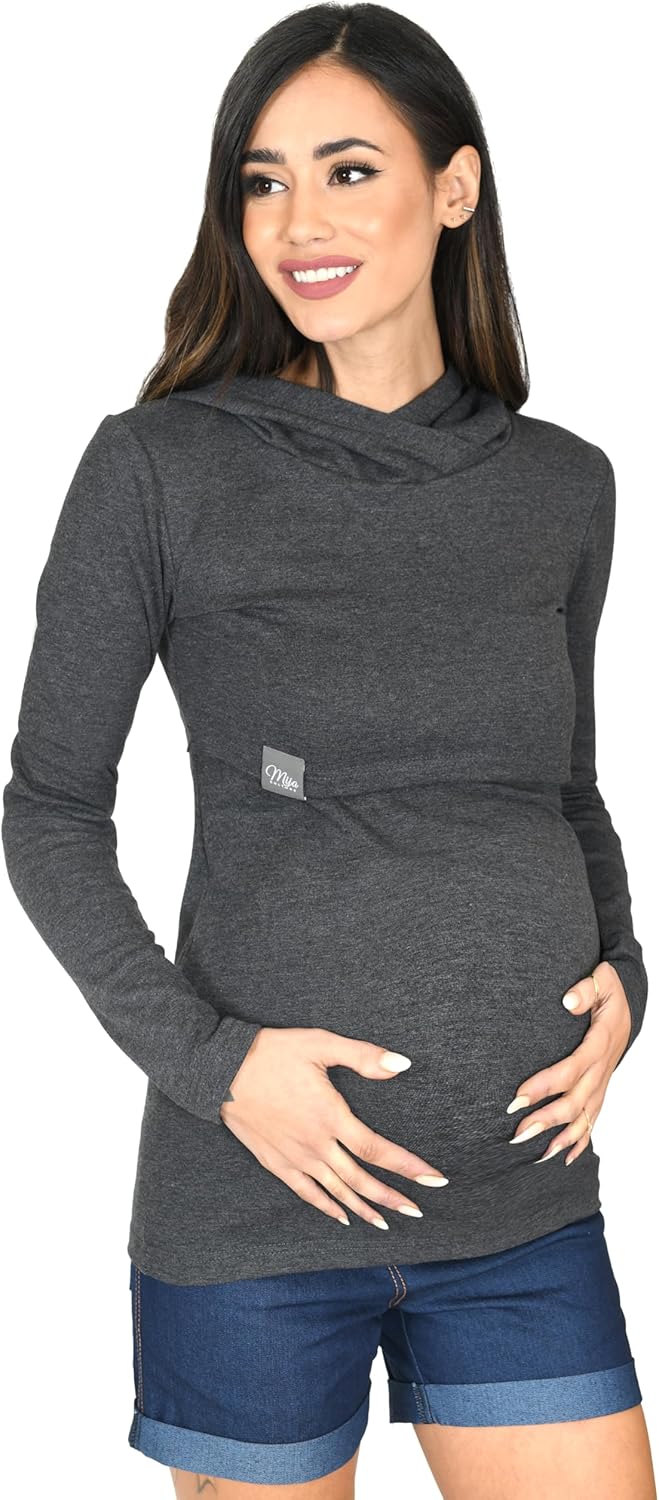 MijaCulture Umstandsmode 2in1 Stillpullover & Umstandspullover Stilltop Stillpulli Neli M007 S Graph
