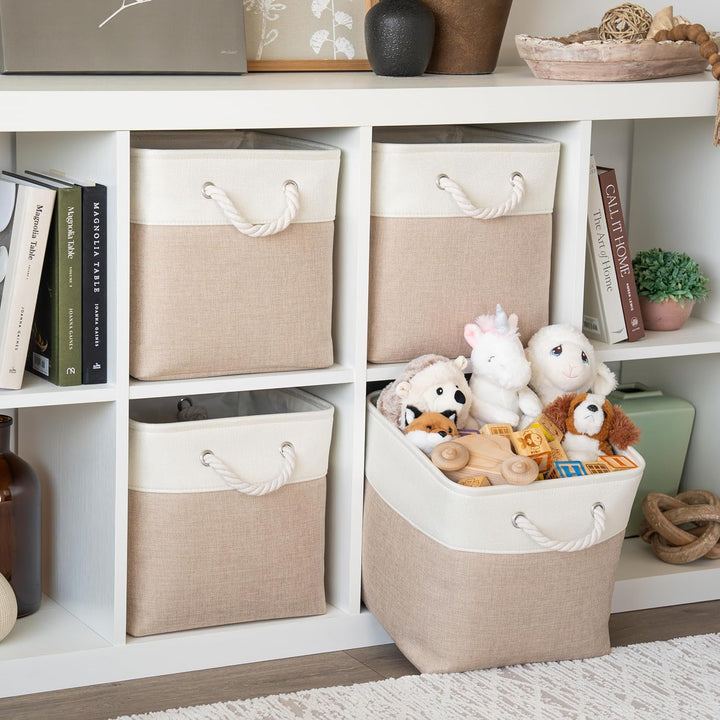 OrganiHaus Aufbewahrungsbox 30x30x30 cm 4er-Set, Stoffwürfel Regalkörbe, Aufbewahrungsbox Stoff, Abl