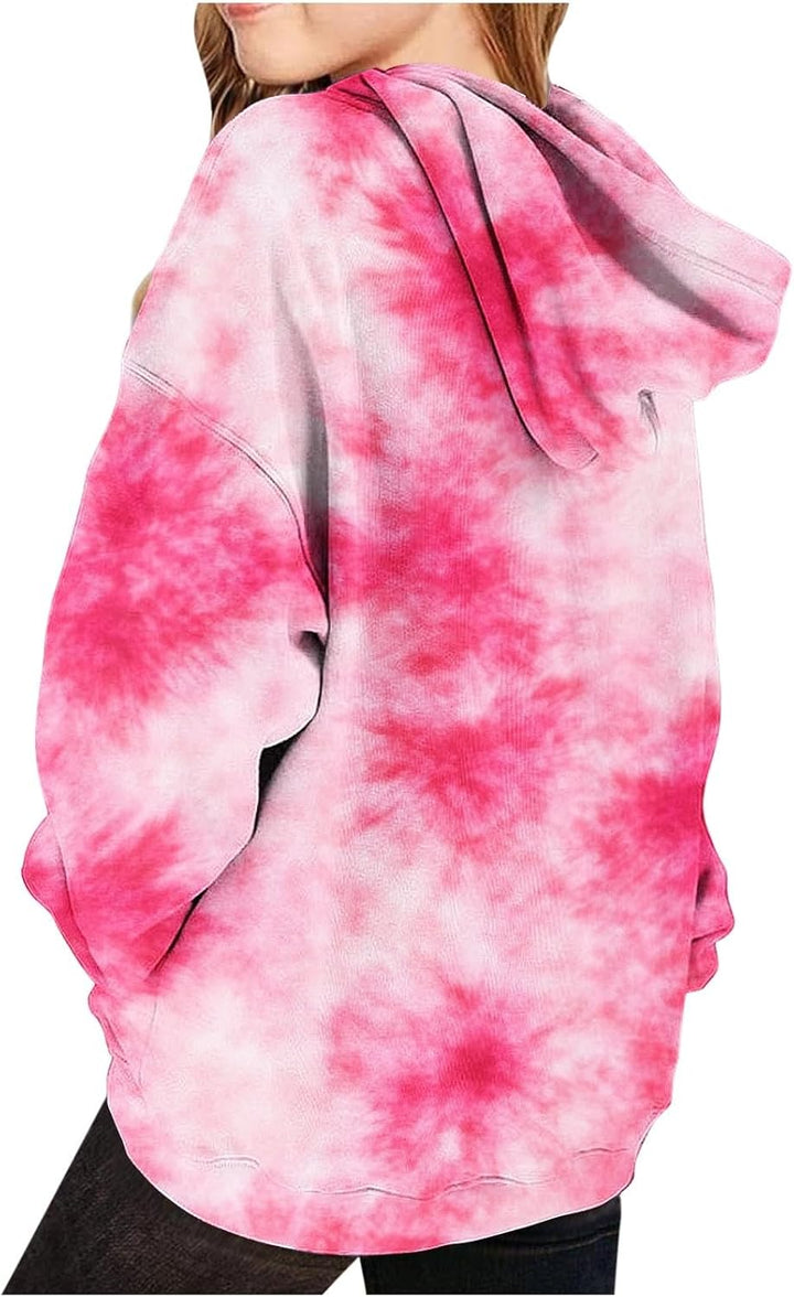 XINYUNZU Mädchen Kapuzenpullover Casual Hoodie Batik Sweatshirt mit Kapuze & Tasche Oberteile Langar