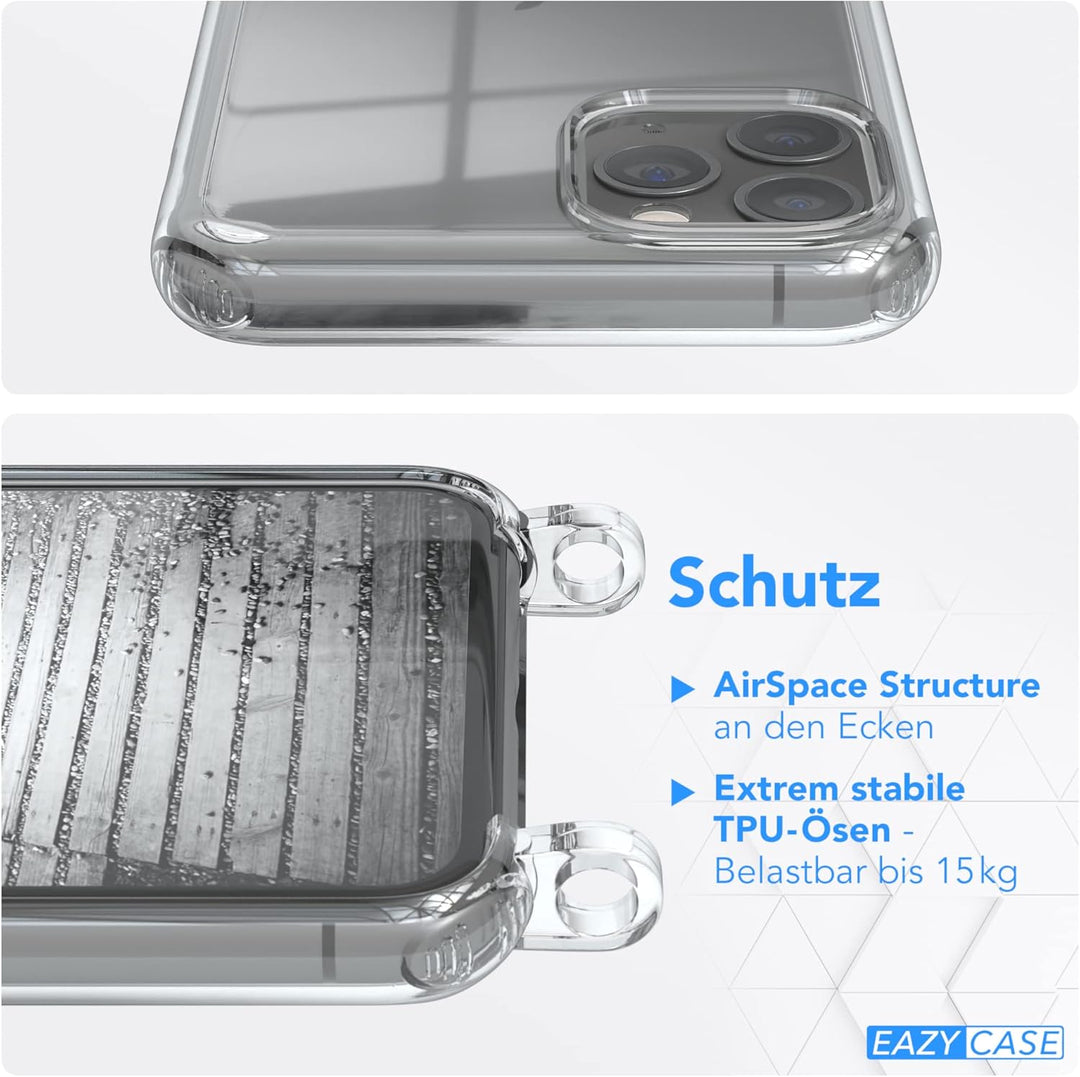 EAZY CASE Handykette kompatibel mit iPhone 11 Pro Handyhülle mit Metall Umhängeband und Ersatz Korde
