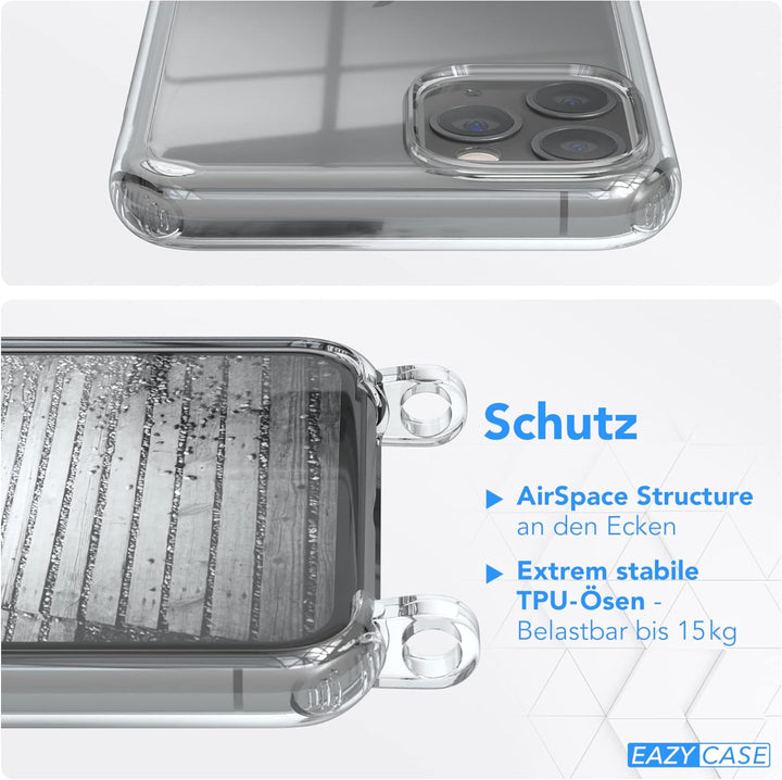 EAZY CASE Handykette kompatibel mit iPhone 11 Pro Handyhülle mit Metall Umhängeband und Ersatz Korde