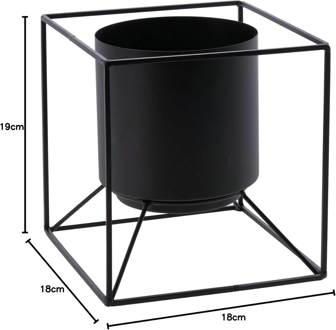 Spetebo Blumentopfständer aus Metall in 19cm - schwarz - moderner Planzenständer mit Topf - Blumento