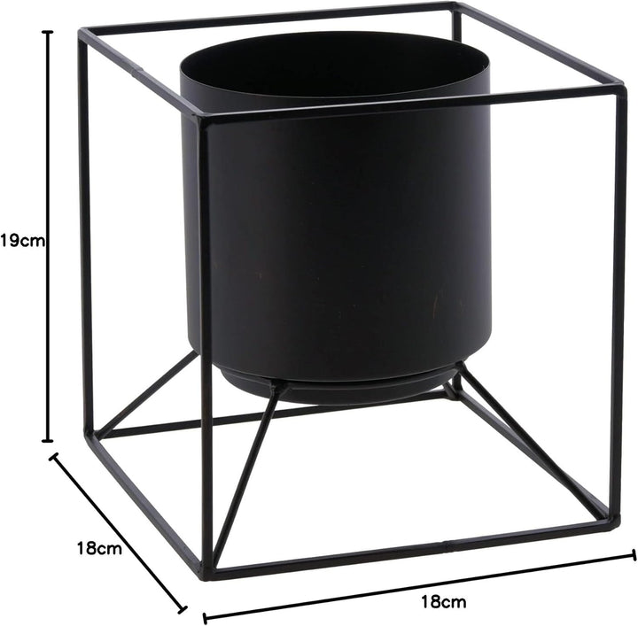 Spetebo Blumentopfständer aus Metall in 19cm - schwarz - moderner Planzenständer mit Topf - Blumento