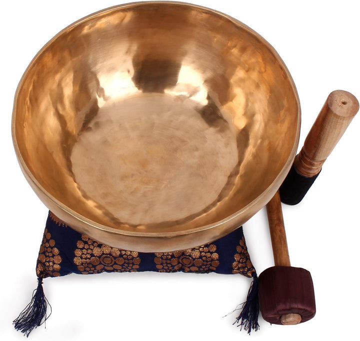 Ajuny Himalaya-Klangschale mit Klangheilung, Meditation, handgehämmert, einfarbig, goldene Bengalisc