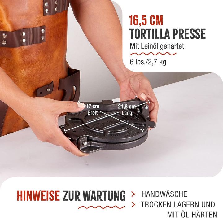 Victoria TOR-002 Tortilla-Presse, Gusseisen, schwarz 6.5