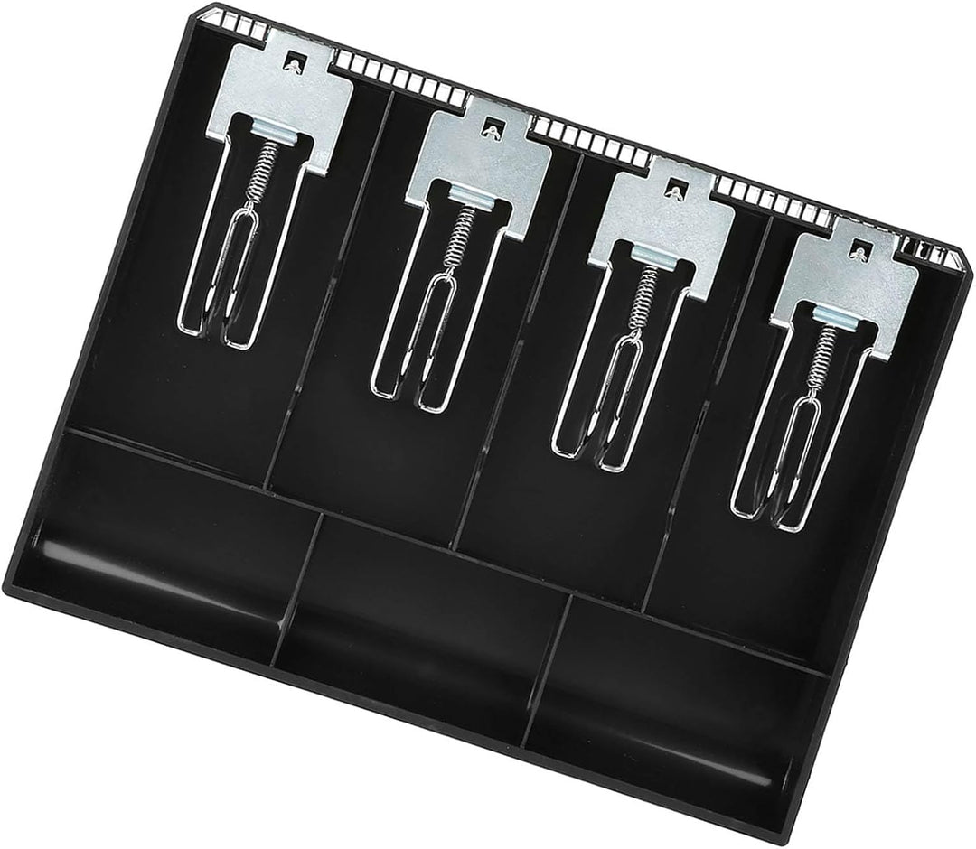 Global Cash Drawer Insert Tray 4 Geldscheine / 3 Münzfächer ABS Coin Cash Tray zur Geldlagerung Schw