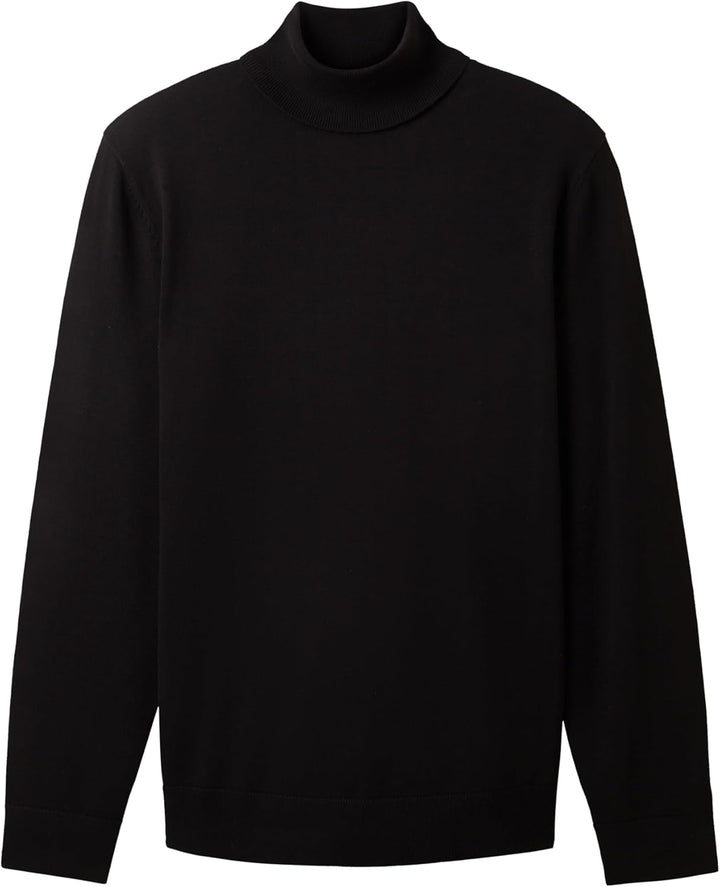 TOM TAILOR Herren Basic Strickpullover mit Rollkragen M 29999 - Black, M 29999 - Black