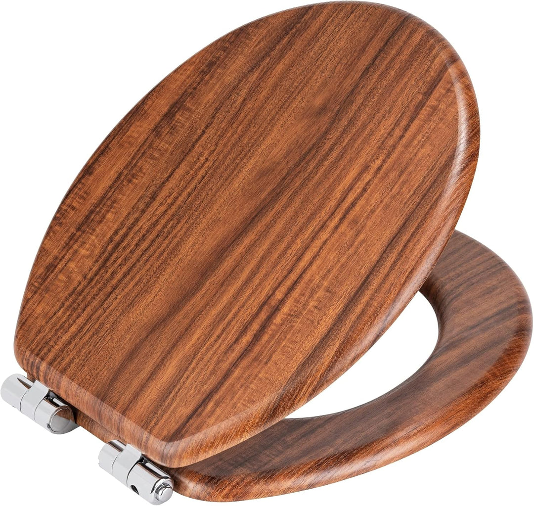 WENKO WC-Sitz Chestnut, Toilettensitz aus FSC-zertifiziertem MDF mit Easy-Close Absenkautomatik und