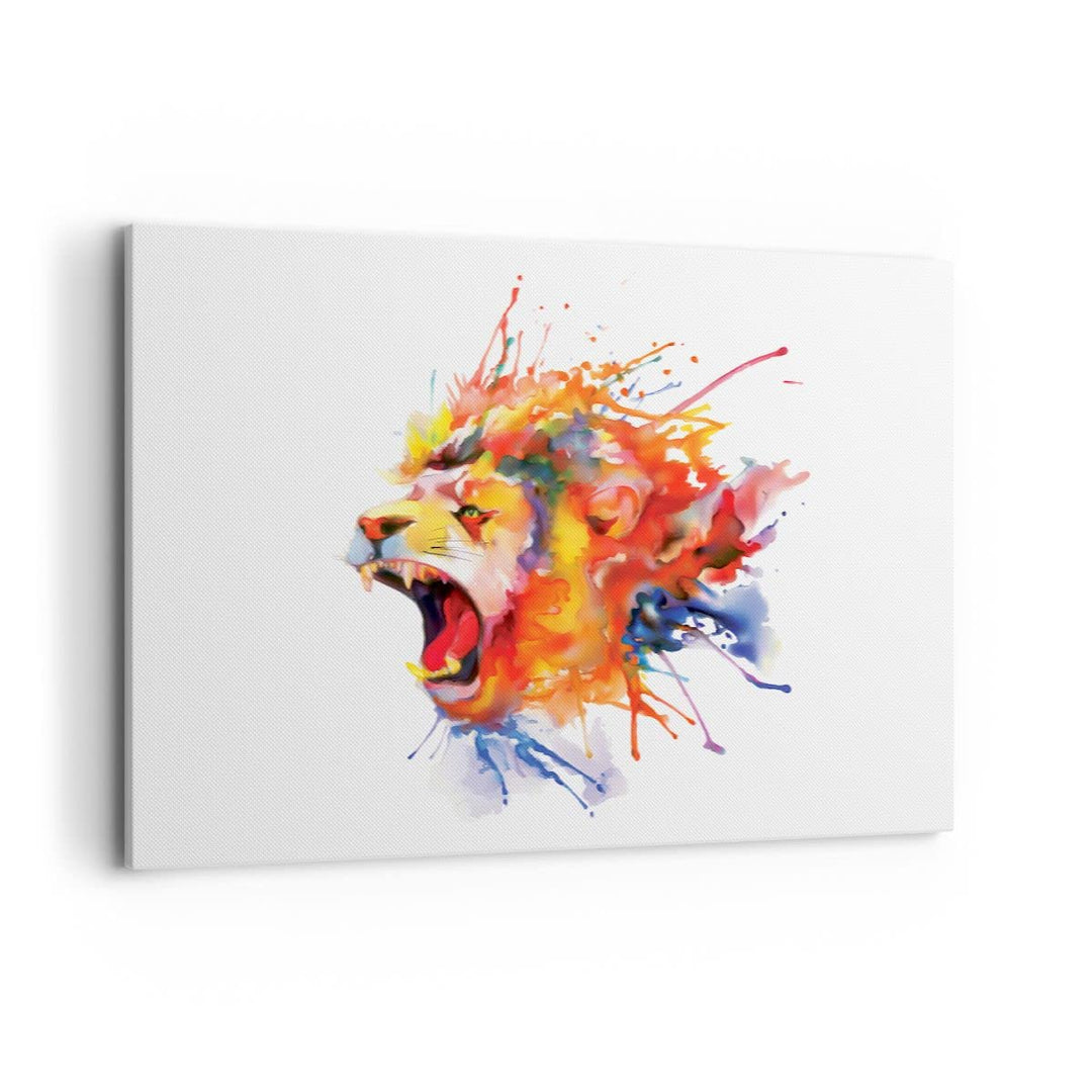 Bilder auf Leinwand 100x70cm Leinwandbild Löwe modern Malerei Tier Gross Wanddeko Bild Schlafzimmer
