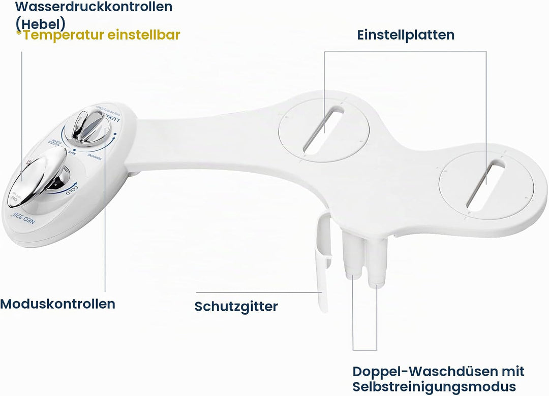 LUXE Bidet NEO 320 – Warm- und Kaltwasser, selbstreinigend, Doppeldüse, nicht elektrischer Bidet-Auf