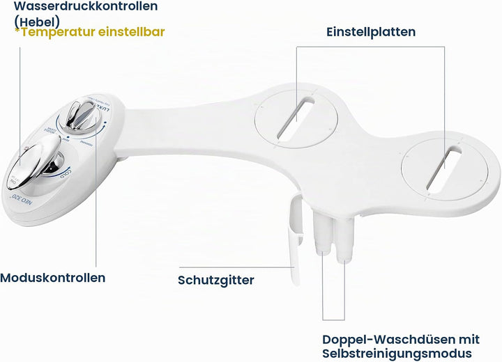 LUXE Bidet NEO 320 – Warm- und Kaltwasser, selbstreinigend, Doppeldüse, nicht elektrischer Bidet-Auf