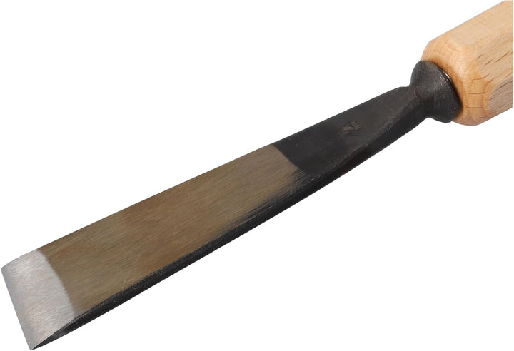 STUBAI Stemmeisen Stechbeitel Serie 52 - Form 2 | Gerades Balleisen, schräg - 25 mm, mit Holzgriff,