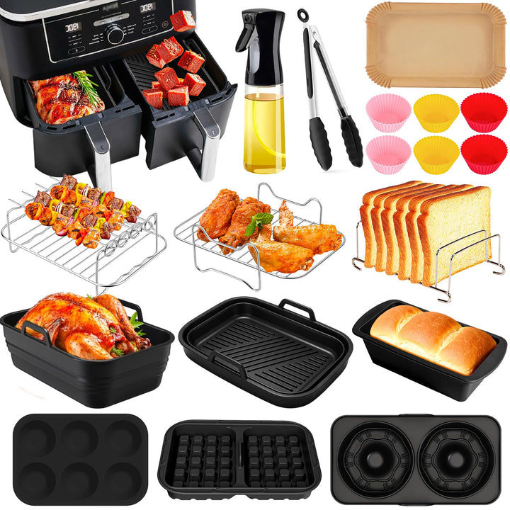 21PCS Ninja Heissluftfritteuse Zubehör, Airfryer Zubehör für Ninja Foodi Max Dual Zone AF400EU, AF40