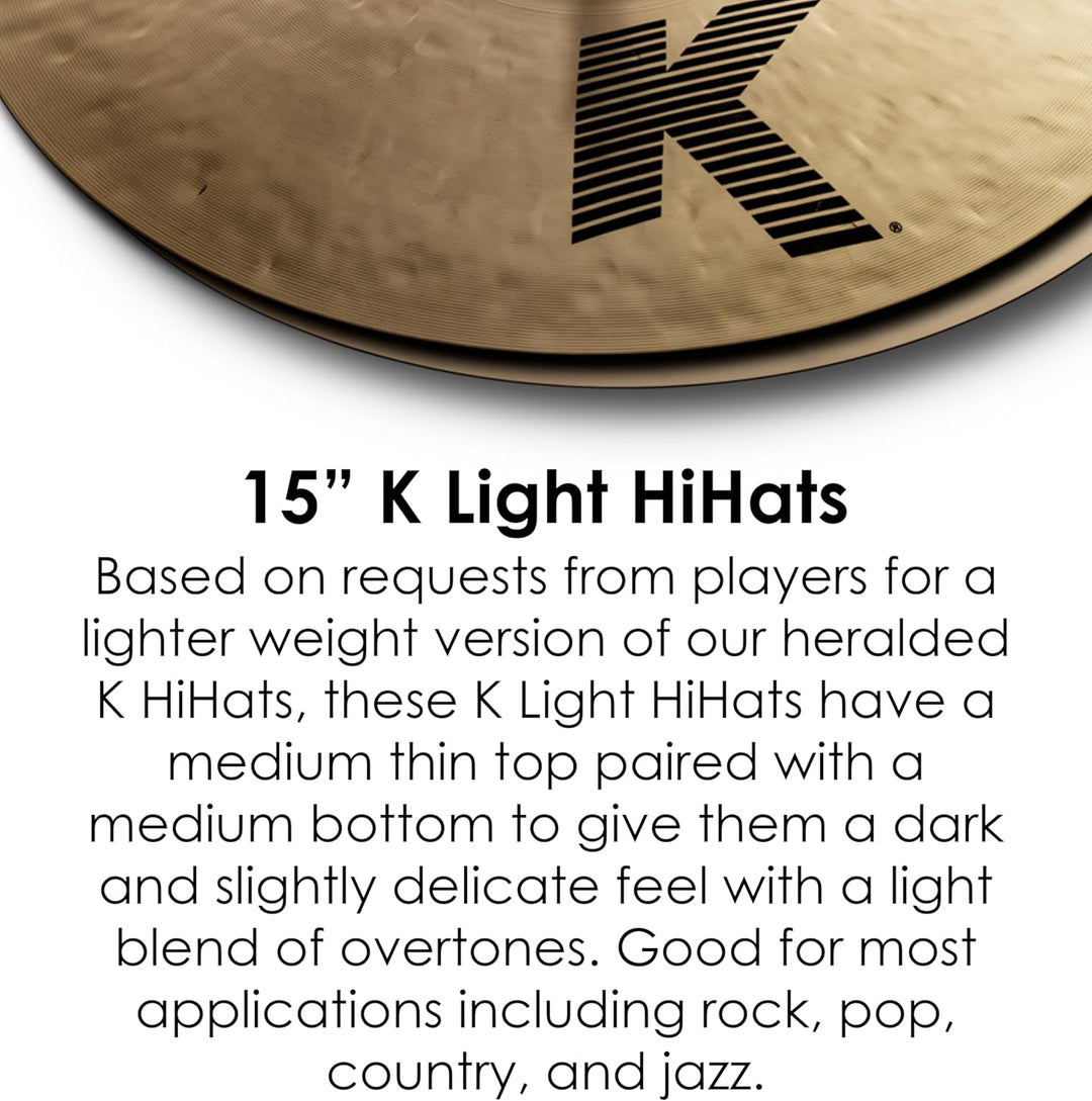 Zildjian K Zildjian Series - 15" Light Hi-Hat Cymbals - Pair 15 Zoll, 15 Zoll