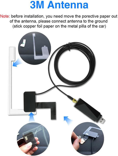 Auto DAB/DAB+ Dongle USB Adapter mit Autoscheibenantenne, Universal für Android Autoradio Player, mi