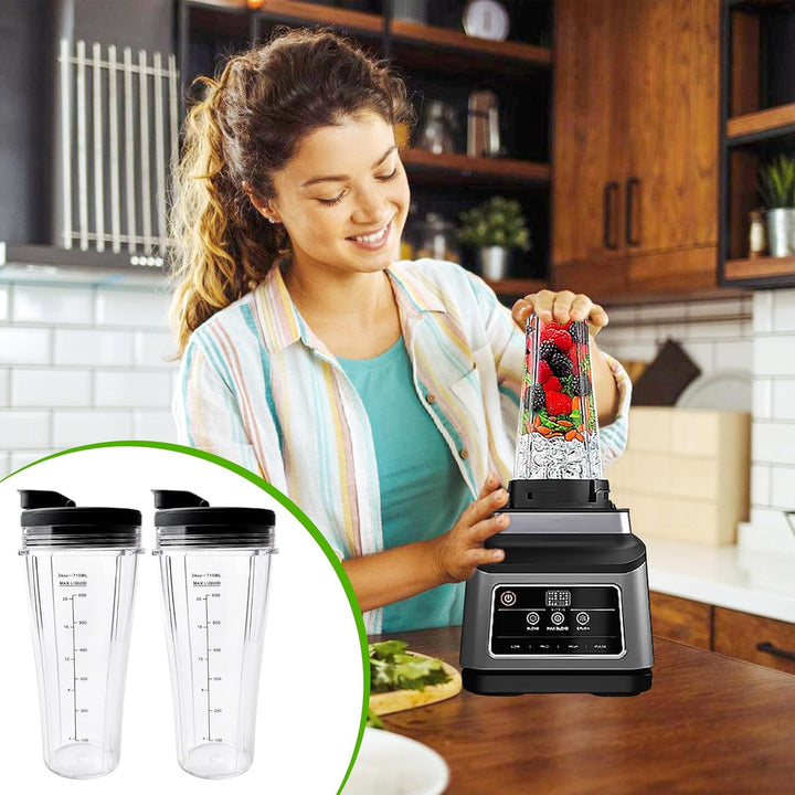 2 Stück Mixer Ersatzteile Für Ninja 710ml Blender Becher Mit Herausnehmbarem Deckel, Becher Ersatzte