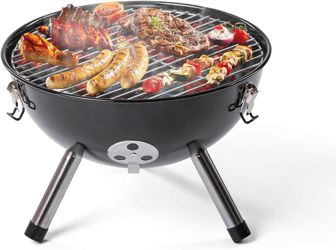 Rosmarino BBQ Kettle Holzkohlegrill (Ø 36 cm) - Tragbarer Stahlgrill für Draussen mit Deckel und Ver