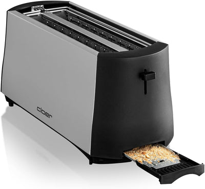 Cloer 3710 Langschlitztoaster für 4 Toastscheiben / 1380 W / integrierter Brötchenaufsatz / Nachhebe