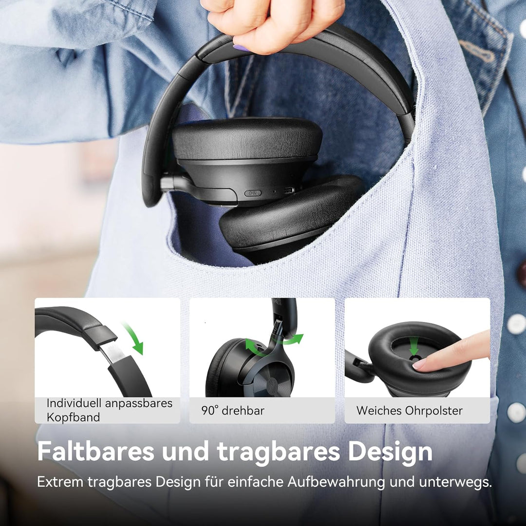 OneOdio Focus A1 Pro On Ear Kopfhörer Bluetooth, Hybrid Aktive Noise Cancelling, 70 Stunden Akku mit