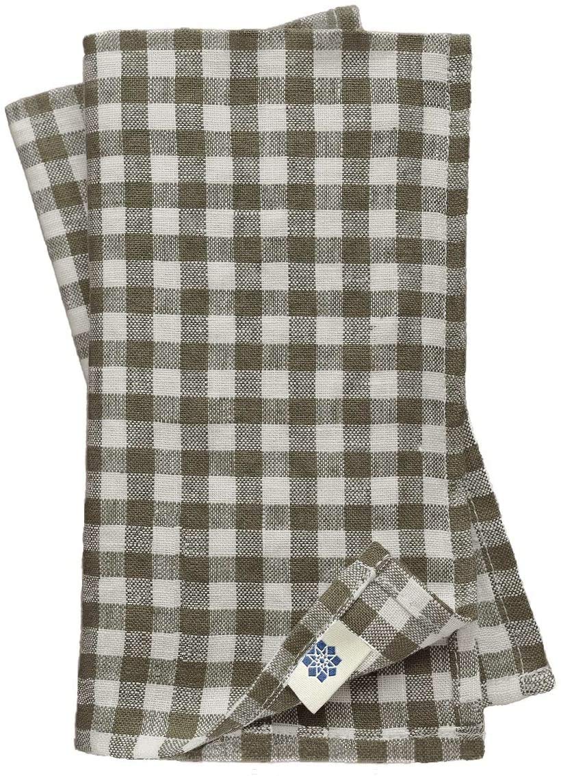 Linen & Cotton 4 x Stoffservietten Servietten Stoff Leinenservietten Kariert im Landhausstil Estella