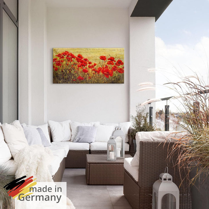 ARTland Wandbild Alu Verbundplatte für Innen & Outdoor Bild 60 x 30 cm Botanik Blumenwiese Mohnblume