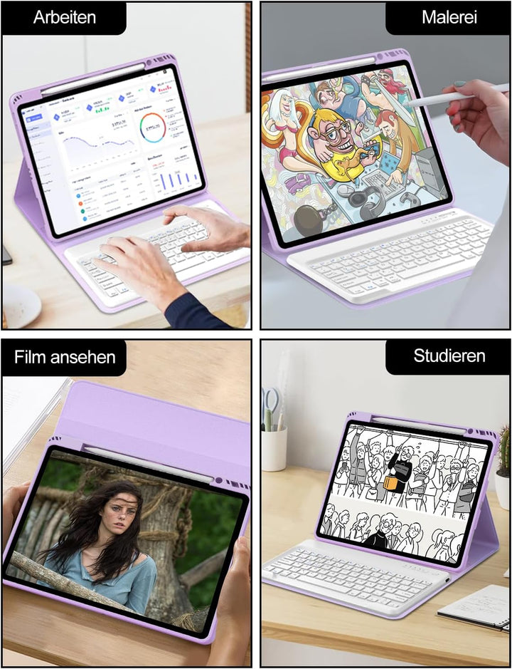 Tastatur Hülle für iPad Air 13 (M3/M2) 2025/2024, Deutsches QWERTZ, Magnetische Bluetooth Abnehmbar