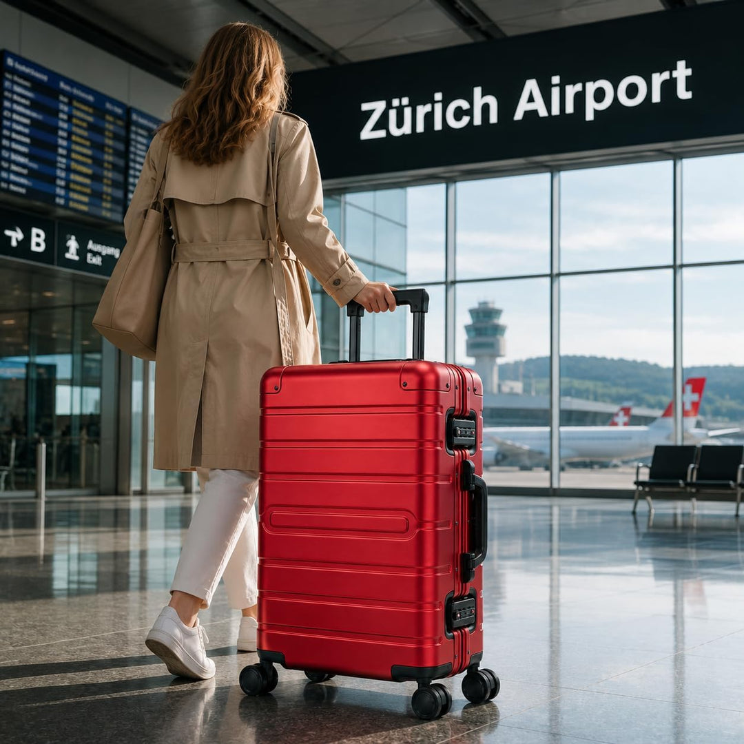 Travelhouse Oslo Aluminium Bordkoffer 55cm (39L) Hartschalenkoffer Handgepäckkoffer 2X TSA Zahlensch
