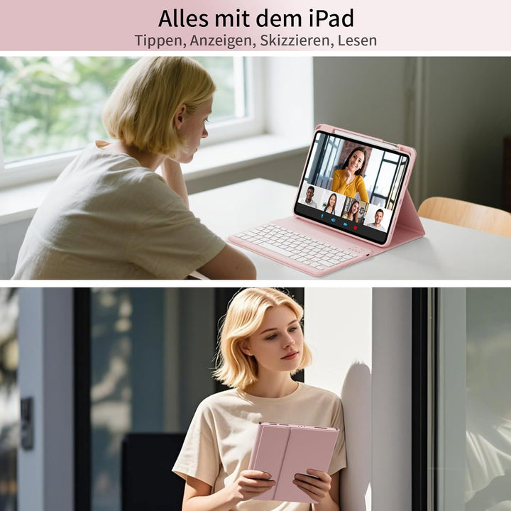 GKABXY Hülle mit Tastatur für iPad A16 11 Generation 2025/10 Generation 2022(11/10.9 Zoll), Soft TPU