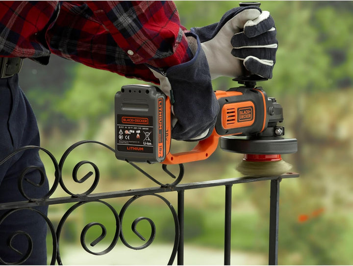 Black+Decker BCG720N Winkelschleifer (18V, 125mm Scheiben-ø, Sanftanlauf, für Trenn, Schleif- & Schr