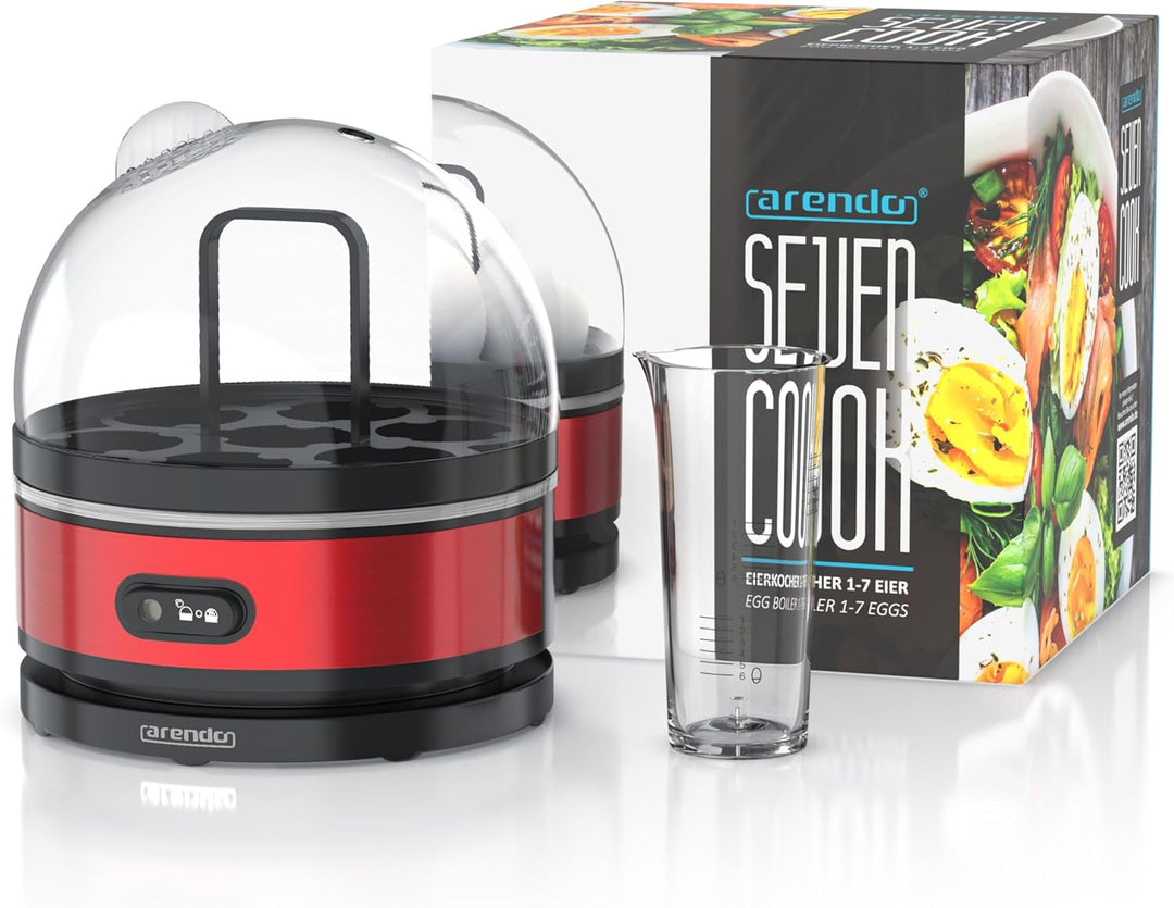 Arendo Sevencook Eierkocher 400 W – Edelstahl Design - 1-7 Eier - Egg Cooker - EIN/AUS-Schalter – 3