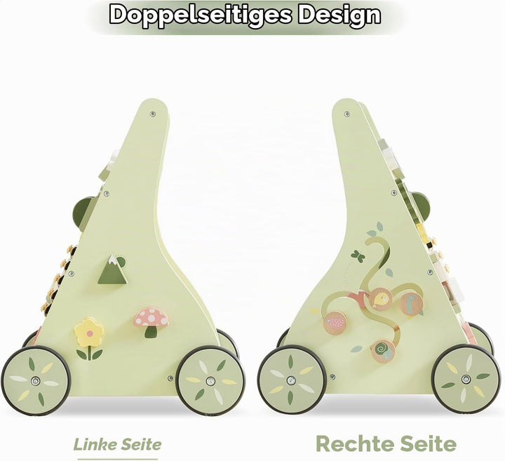 Asweets Baby Lauflernwagen aus Holz, Baby Walker und Activity Center, Multifunktion Montessori Spiel