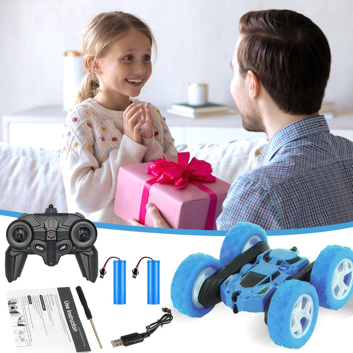 Ferngesteuertes Auto, 90 Min Spielzeit, 2.4Ghz Doppelseitig 360° drehbarer RC Crawler mit Scheinwerf