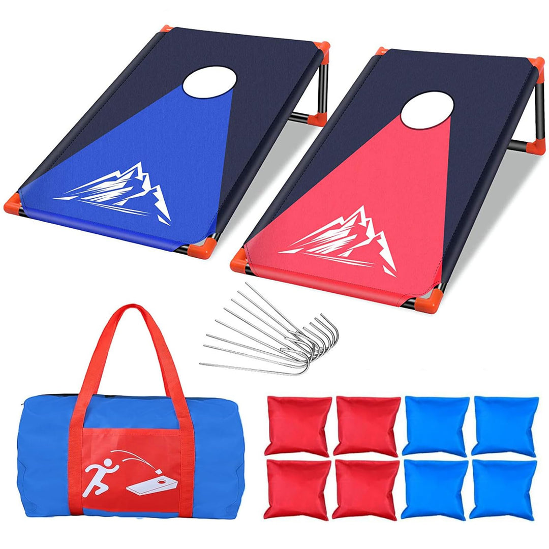 NZQXJXZ Cornhole Spiel Outdoor für Erwachsene, Tragbar Cornhole Toss Set mit 8 Cornhole Säckchen und
