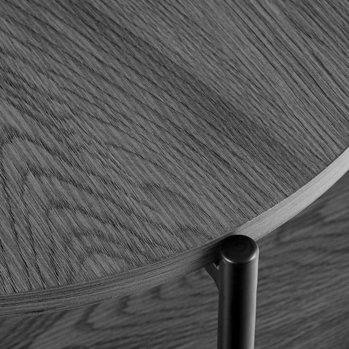 CLP Couchtisch rund Holz Edduma, Sofatisch 2 Ebenen mit Stauraum, Beistelltisch klein Metallgestell