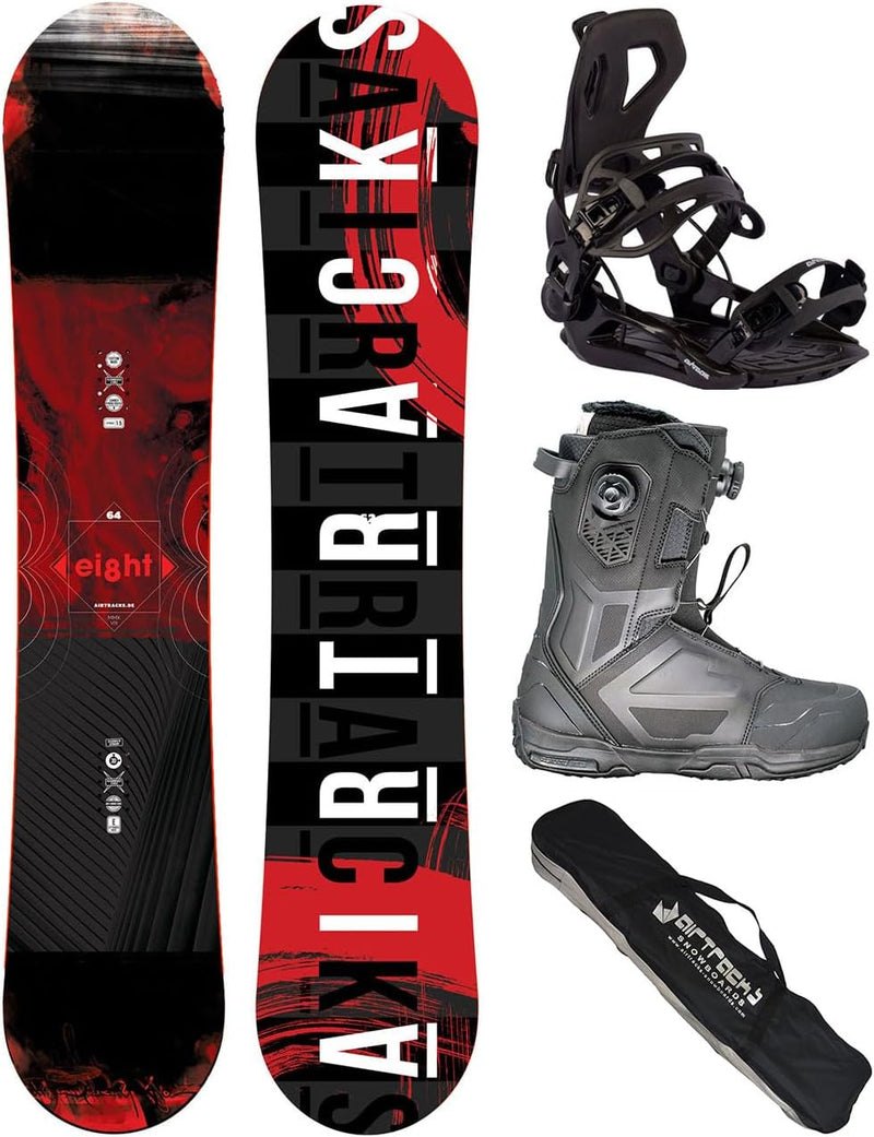 Airtracks Snowboard Set - Eight Snowboard Wide Hybrid Rocker + Bindung Master Fastec + Boots + SB Ba