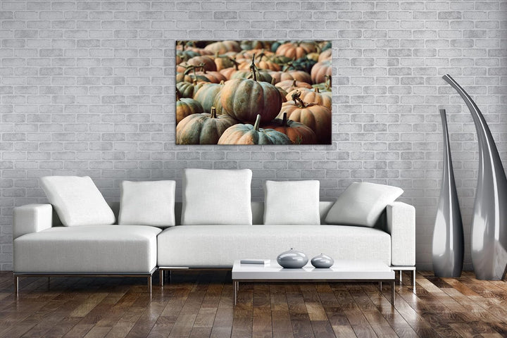 deyoli Kürbislager Format: 80x60 als Leinwandbild, Motiv fertig gerahmt auf Echtholzrahmen, Hochwert