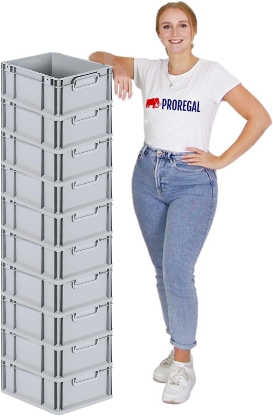 PROREGAL SuperSparSet 10x Eurobox NextGen Economy mit Auflagedeckel und 4x Schiebeschnappverschlüsse
