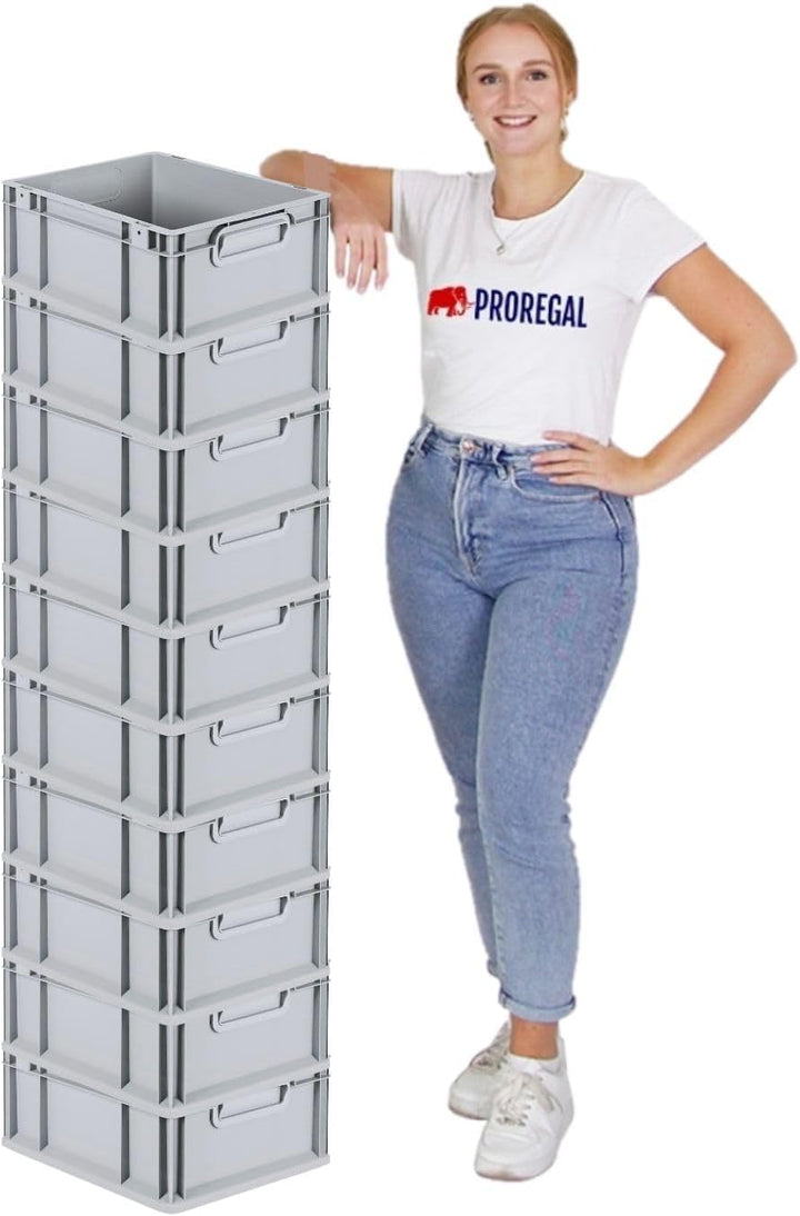 PROREGAL SuperSparSet 10x Eurobox NextGen Economy mit Auflagedeckel und 4x Schiebeschnappverschlüsse