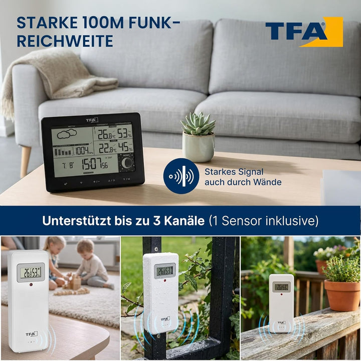 TFA Dostmann Funk-Wetterstation Elements, 35.1158.01, mit Aussensender, Wettervorhersage, deutsches