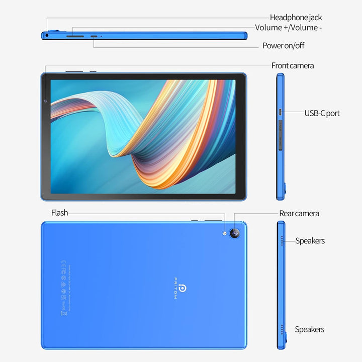 PRITOM 10 Inch Android 12 Tablet, 6000 Mah, 32 GB ROM, Expandable to 512 GB, Quad Core Processor, 10