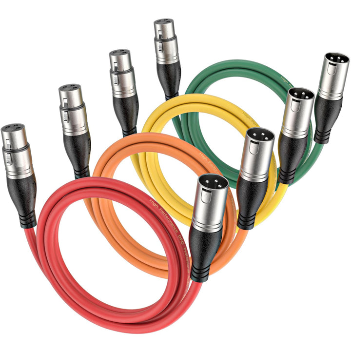 XLR Kabel 1m 4 Farben, 3-Pin XLR Stecker auf Buchse Mikrofonkabel für Mikrofon, Verstärker, Mischpul