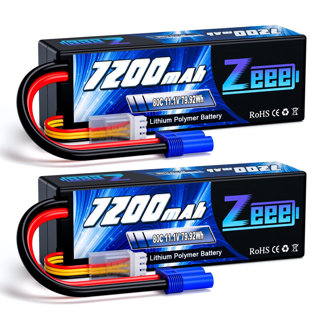Zeee 3S Lipo Akku 11,1V 80C 7200mAh Hardcase Batterie mit EC5 Stecker für RC Car RC Truck RC Auto Bo