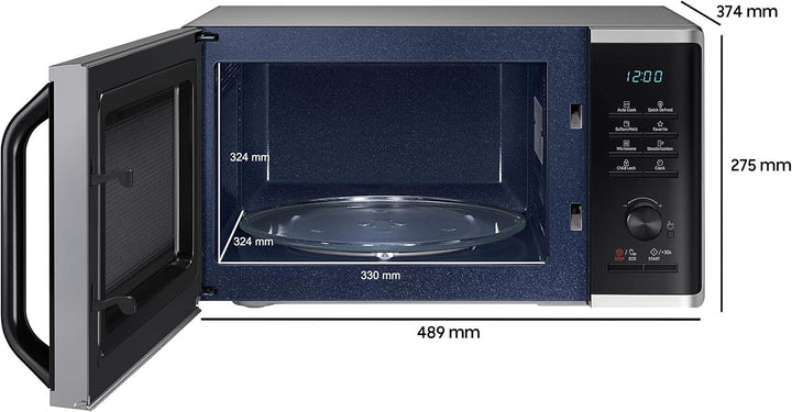 Samsung MS2AK3515AS/EG Mikrowelle, 800 W, 23 ℓ Garraum, 48,9 cm Breite, Kratzfester Keramik-Emaille-