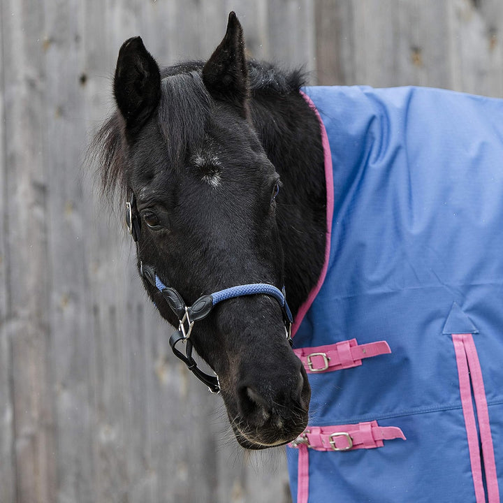 indira Seil-Leder-Halfter pro Flex PP-Strick-Echtleder (Pony, Blau 01) Pony Blau 01, Pony Blau 01