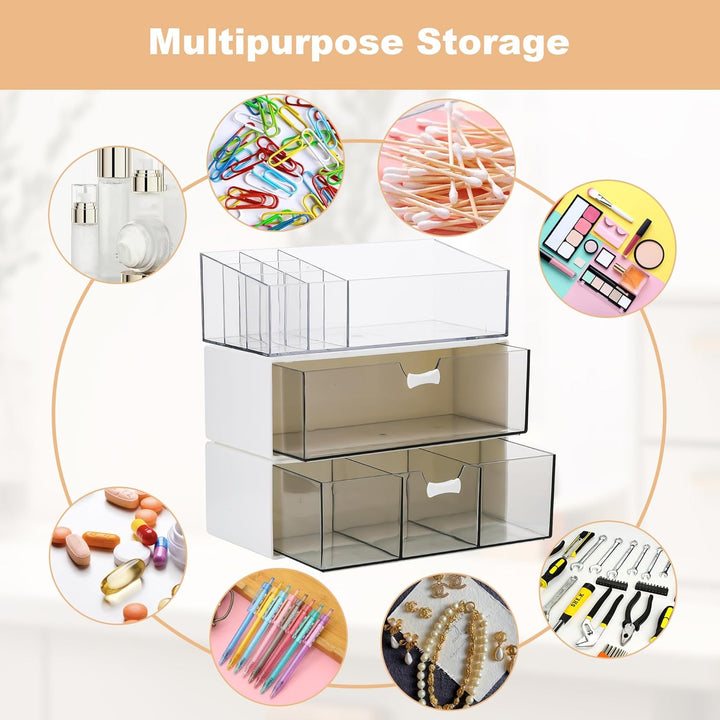 3 Stück Acryl Badezimmer Organizer, Kosmetik Organizer Set, Transparent Bad Schubladen Organizer, Sc