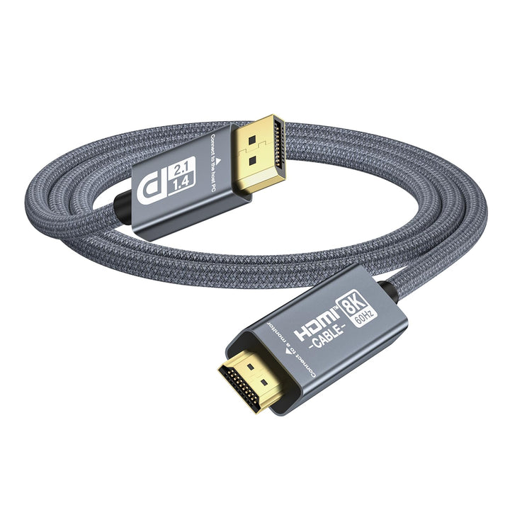 Aktiver DisplayPort 2.1 auf HDMI 2.1 Kabel 8K60Hz 4K144Hz VRR G-SYNC HDR 1m, 1m